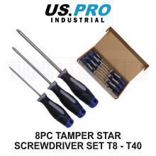 US PRO INDUSTRIAL Tools 8pc Tamper Star Torx Screwdriver Set T8 - T40 4614