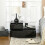 Homcom HOMCOM High Gloss Front Bedside Table Nightstand with LED Light Remote Black 6