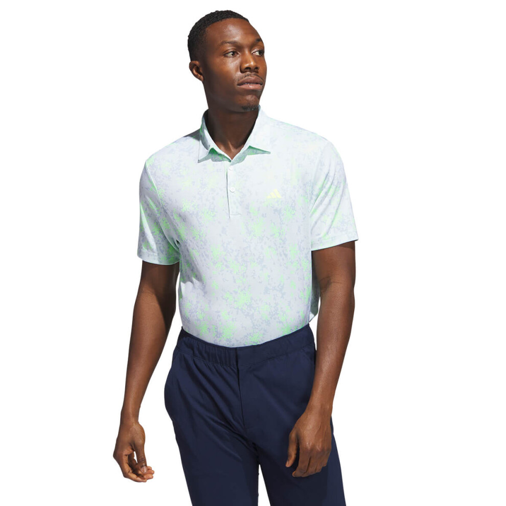 (L, Lucky Lemon) adidas Golf Burst Lightweight Recycled Stretch Jacquard Polo Shirt