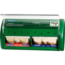 SALVEQUICK PLASTER DISPENSER WITH 40 WATERPROOF AND 40 FABRIC PLASTERS  GREEN
