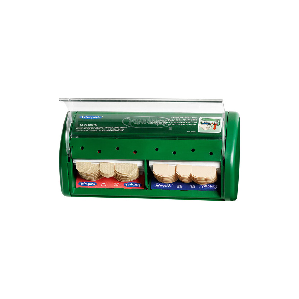 Salvequick Green Plaster Dispenser With 40 Waterproof And 40 Fabric Plasters