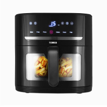 Tower T17117 Vortx Eco Saver Air Fryer with Vizion viewing Window, 1500W, 6L, Black