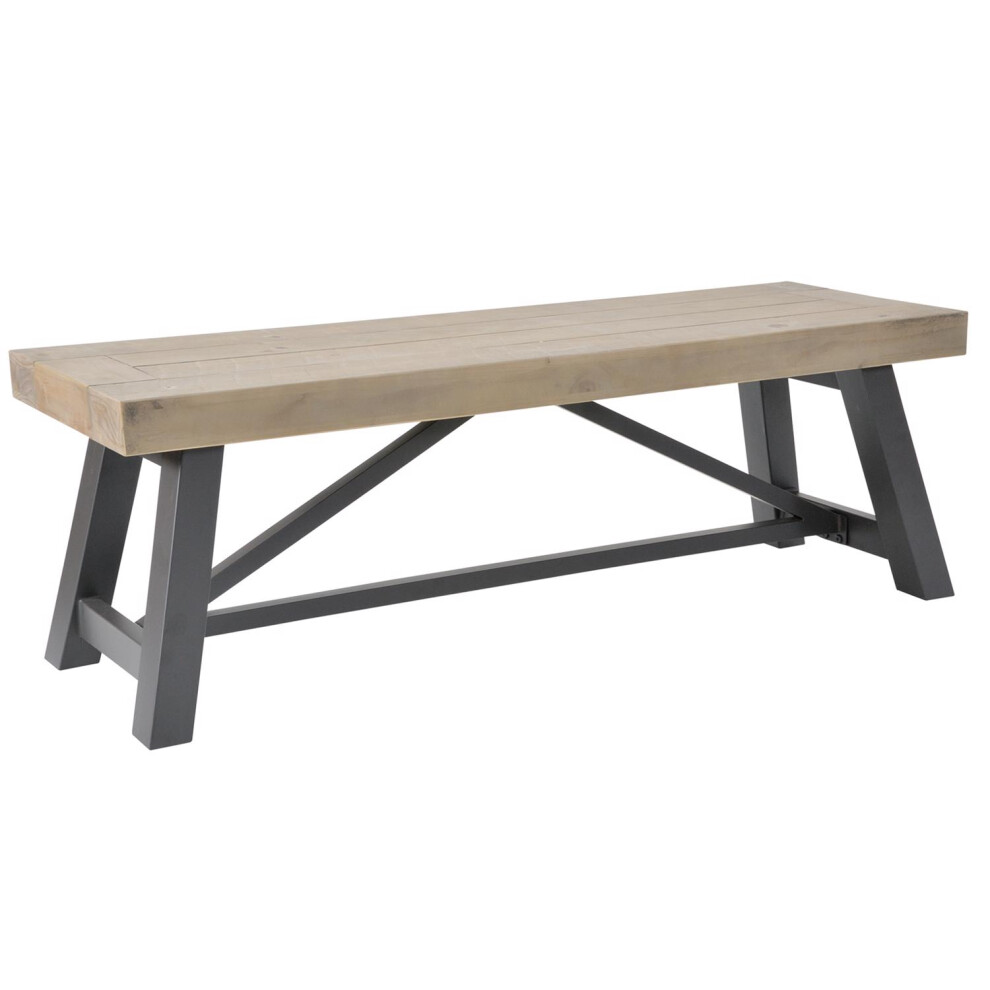 1.69m Solid Reclaimed Pine Grey Wash Dining Bench