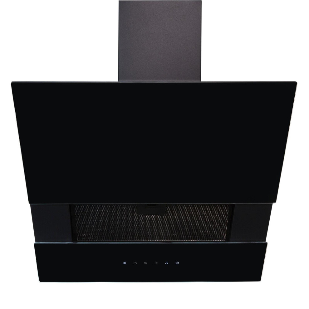 60cm Black Cooker Hood Angled Extractor Fan & Sliding Glass Panel - SIA AGTC60BL