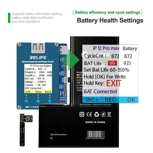 Relife XA2 Pro iP11-15PM Battery Capacity and Popup Tester 2