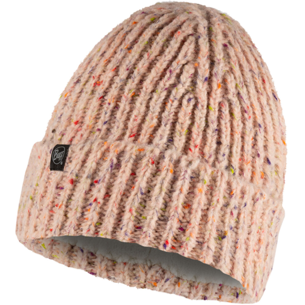 (One Size, Pale Pink) Buff Unisex Knitted Fleece Lined Warm Winter Beanie Hat