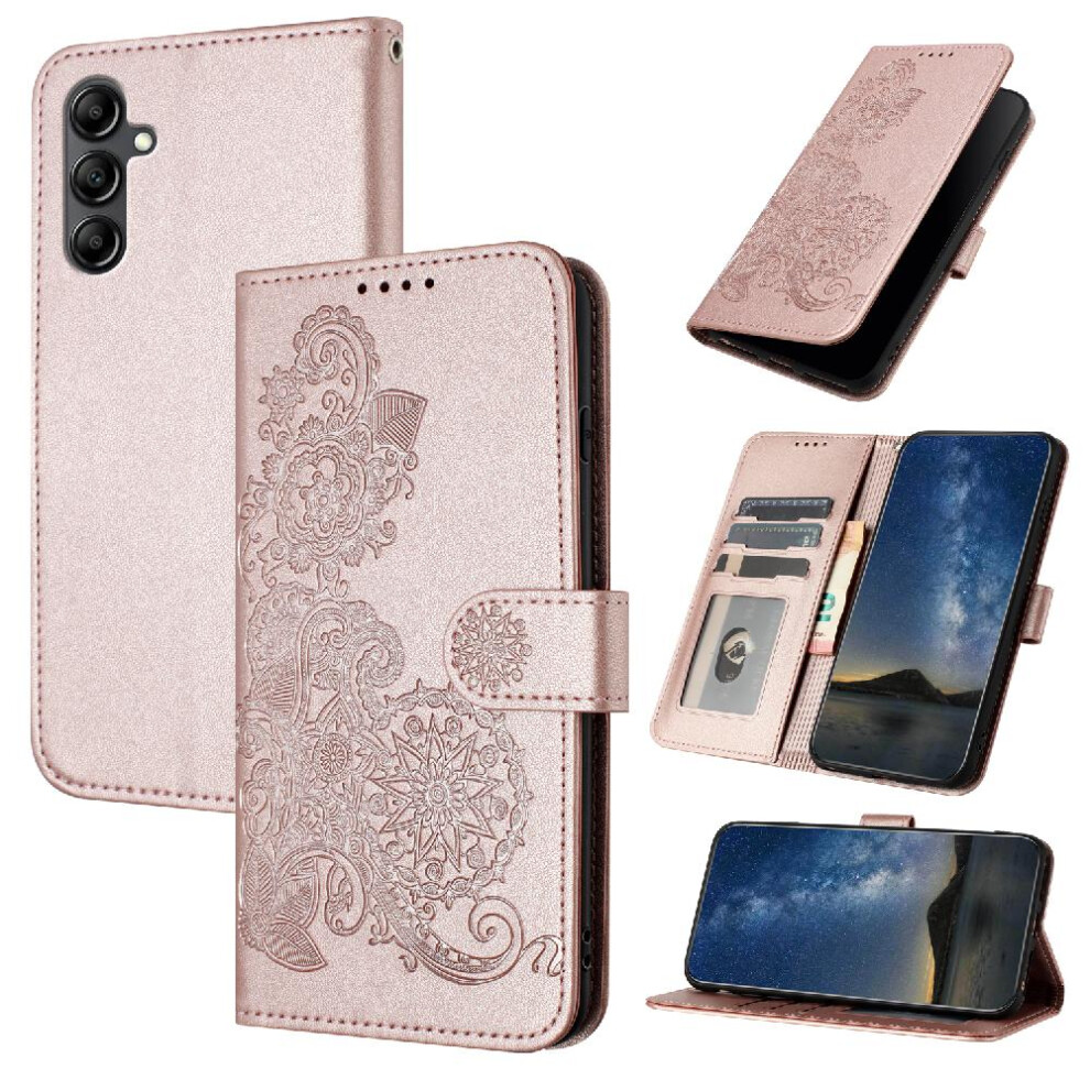 (Pink) Case For Samsung Galaxy A15 Kickstand Protective With Card Slot Stand Flip Folio Book PU Leather Magnetic Closure