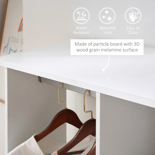 Homcom HOMCOM Mobile Double Open Wardrobe w/ Clothes Hanging Rail Colthing White 1