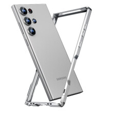 (Silver) Case For Samsung Galaxy S23 Ultra 5G KumWum Armor Phone Heavy Duty Hybrid Metal Bumper Built-in Silicone Shockproof Dustproof Military Grade Drop