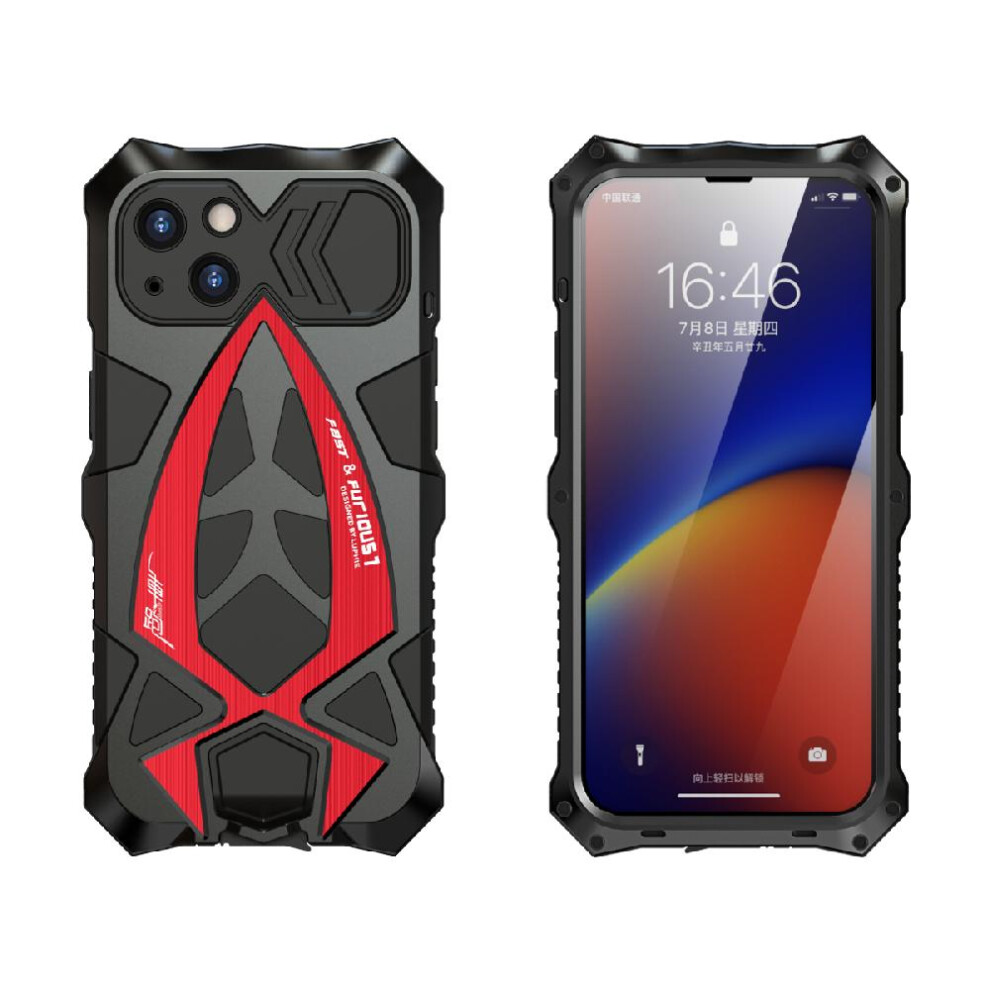 (Red) Case For Iphone 13 Heavy Duty Hybrid Metal Bumper Military Grade Drop Protection Cover Kumwum Armor Phone Built-In Silicone Shockproof Dustproof Red 764762585556