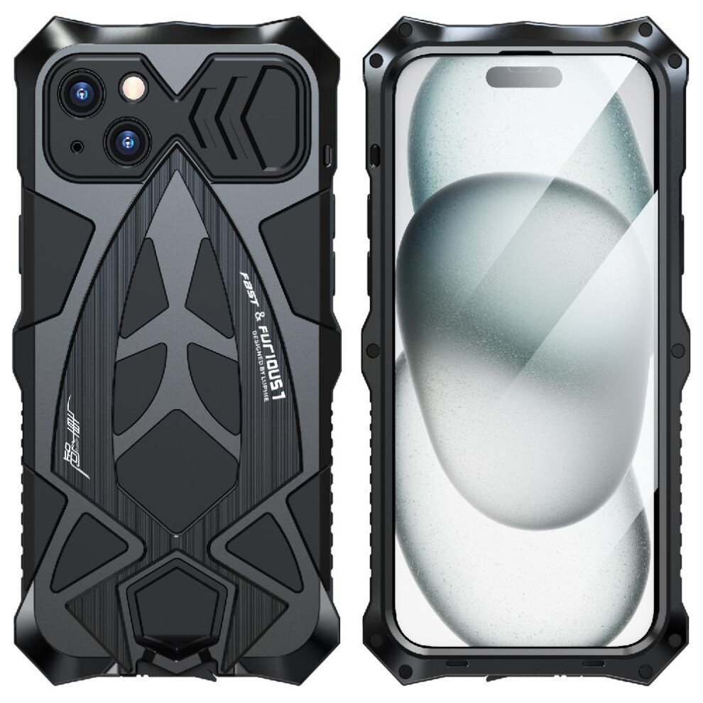 (Black) Case For Iphone 15 Military Grade Drop Protection Cover Built-In Silicone Shockproof Dustproof Heavy Duty Hybrid Metal Bumper Kumwum Armor Pho Black 764762585686