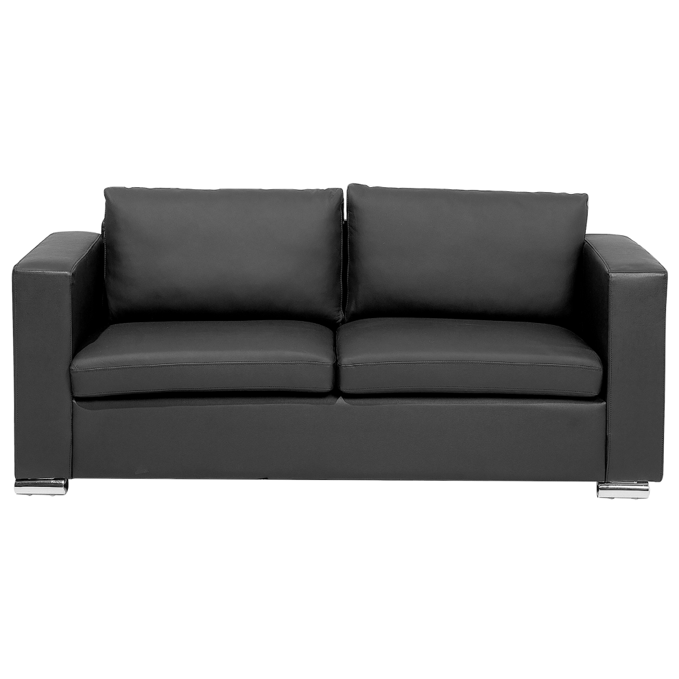 3 Seater Leather Sofa Black HELSINKI