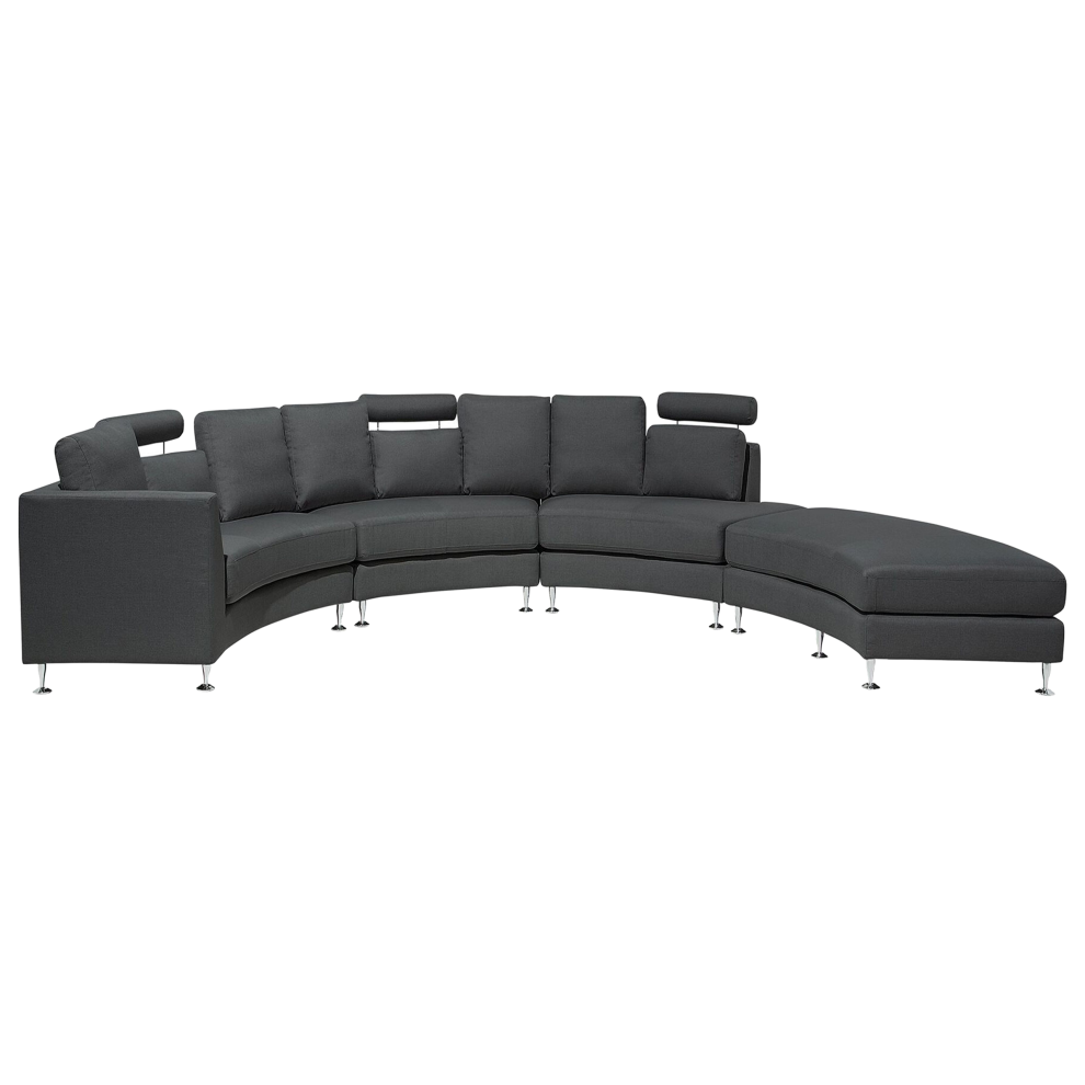 Curved Sofa ROTUNDE Fabric Dark Grey 7 Seater