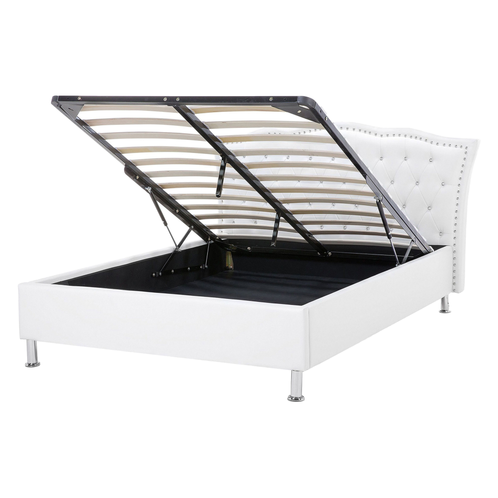 Ottoman Bed Faux Leather METZ 140 x 200 cm (EU Double) White