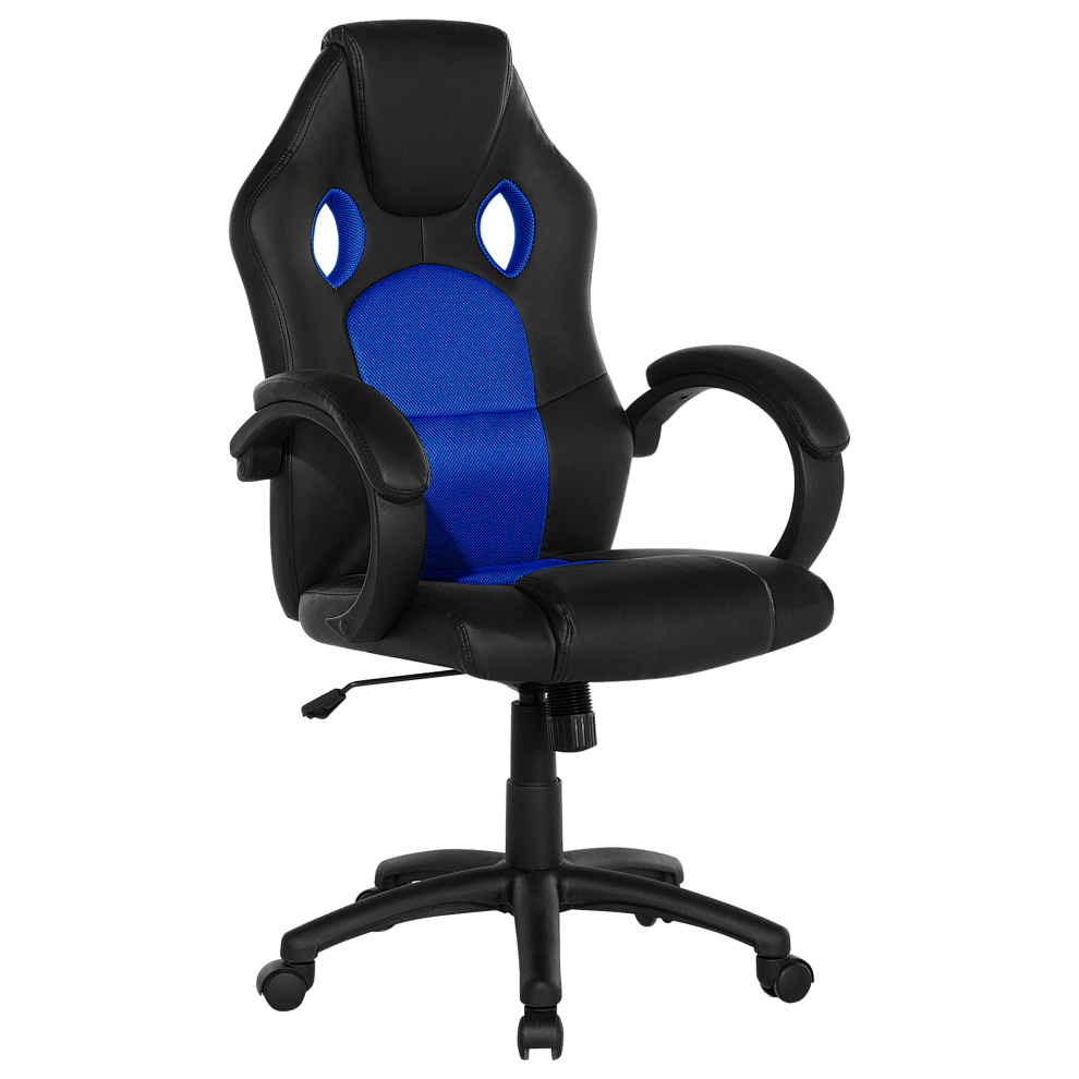 Office Chair Swivel FIGHTER Faux Leather Navy Blue