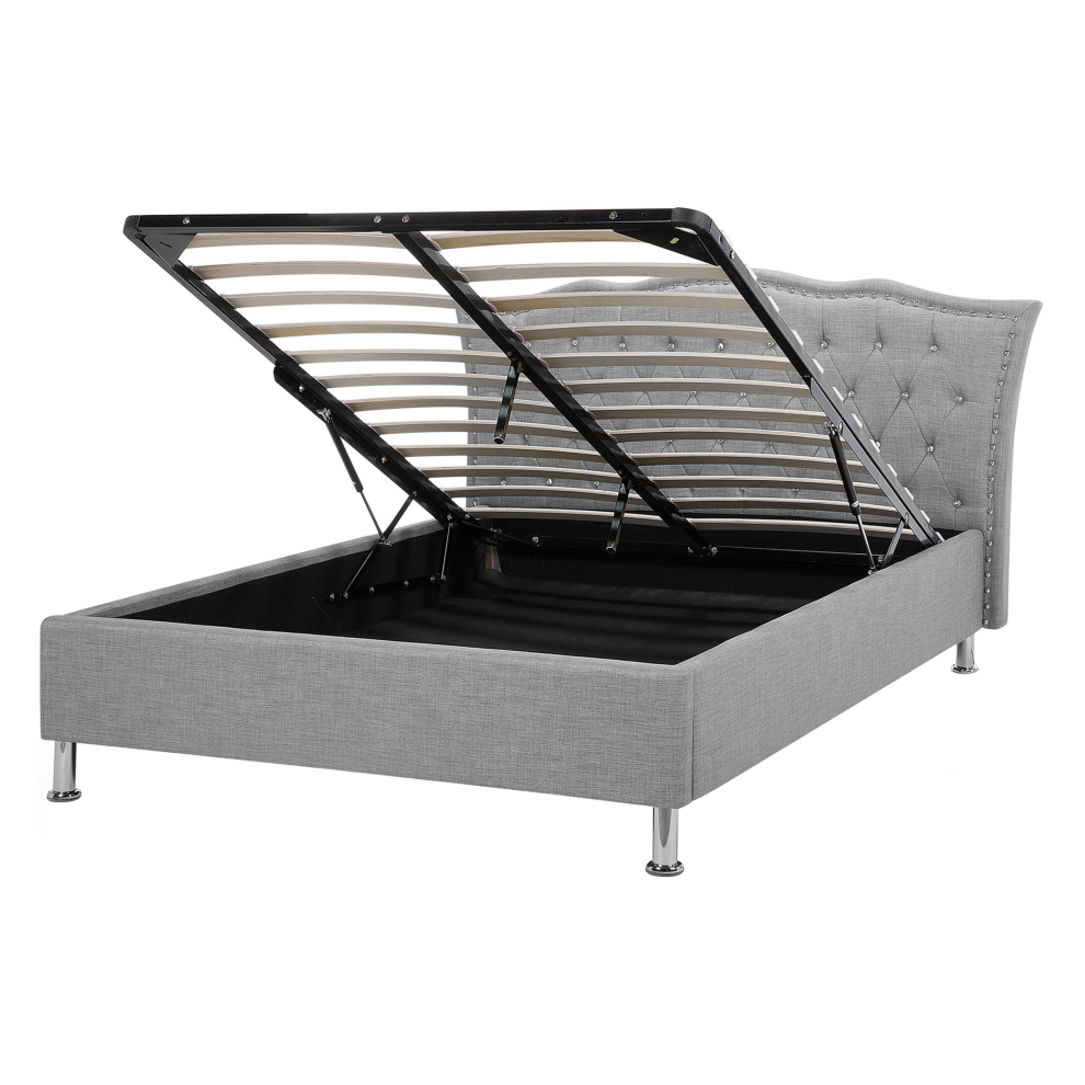 Ottoman Bed Fabric METZ 140 x 200 cm (EU Double) Light Grey