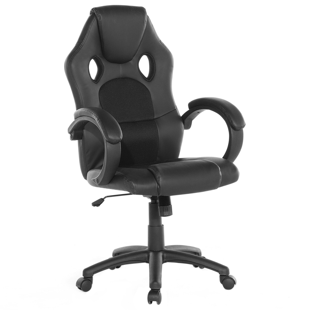 Office Chair Swivel FIGHTER Faux Leather Black