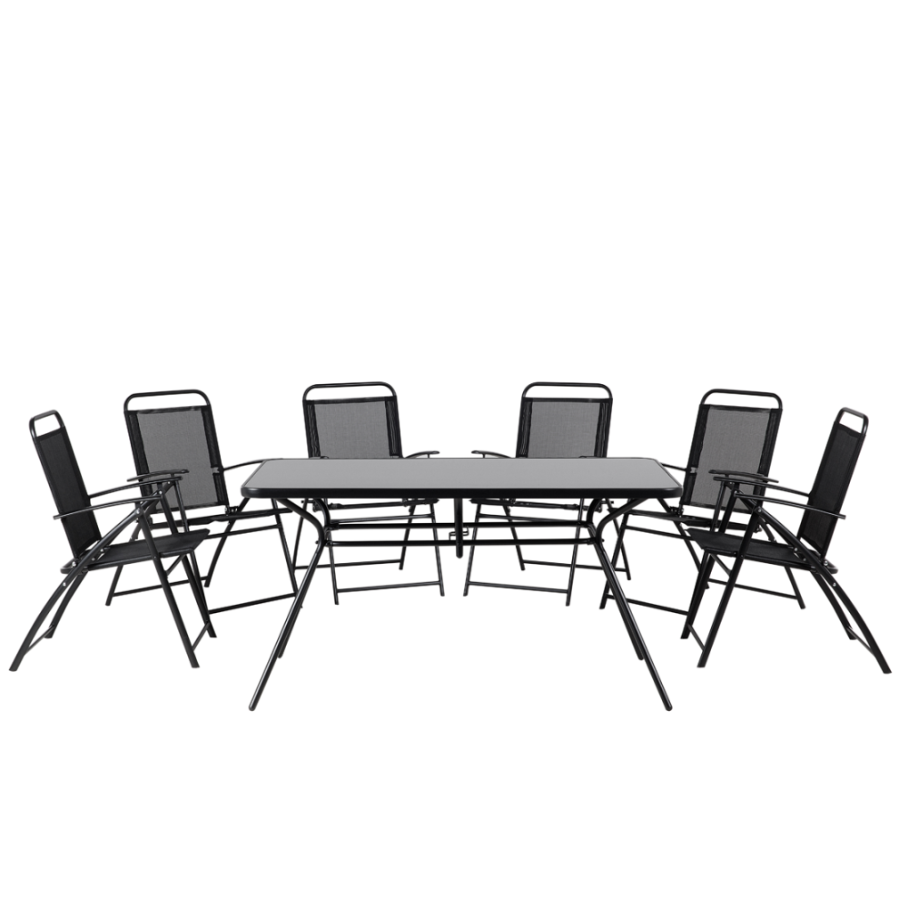 Garden Dining Set 6 Seater LIVO Metal Black