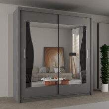(Grey, 180) Antilia Sliding Mirror Door Wardrobe