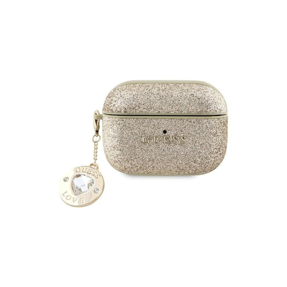 Guess Fixed Glitter Heart Diamond Charm Case for Airpods 2 Pro Gold - GUAP2PGEHCDD