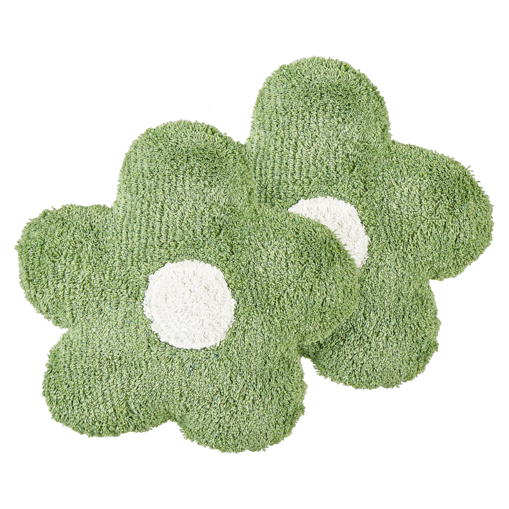 Set of 2 Cotton Kids Flower Cushions 30 x 30 cm Green SORREL