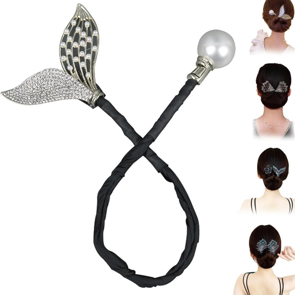 Rhinestone Double Flower Hair Clip, Rhinestone Flower Hair Clip, Flower Hair Bun Roller For Women, Rhinestone Hair Ties, Lazy Hair Curler Bun Maker Tw-image-OPC-PDJPM2H-NEW