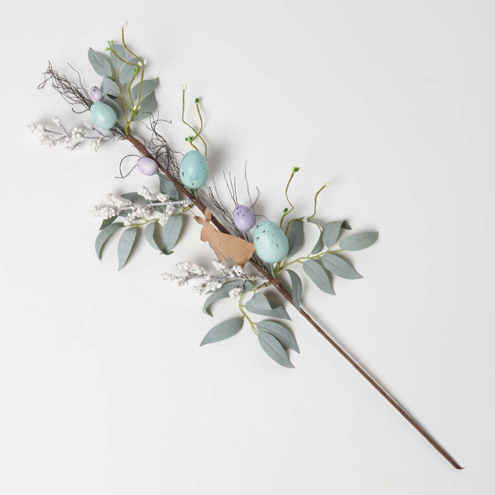 Homescapes Blue Easter Bunny And Artificial Foliage Stem