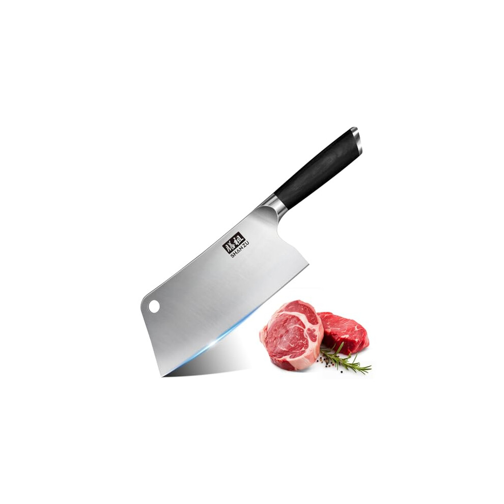 SHAN ZU Kitchen Knife,Meat Cleaver Knife with Hole 7 Inch Sharp Chef Knife Vegetable Chopper Japanese High Carbon Stainless Steel Kitchen