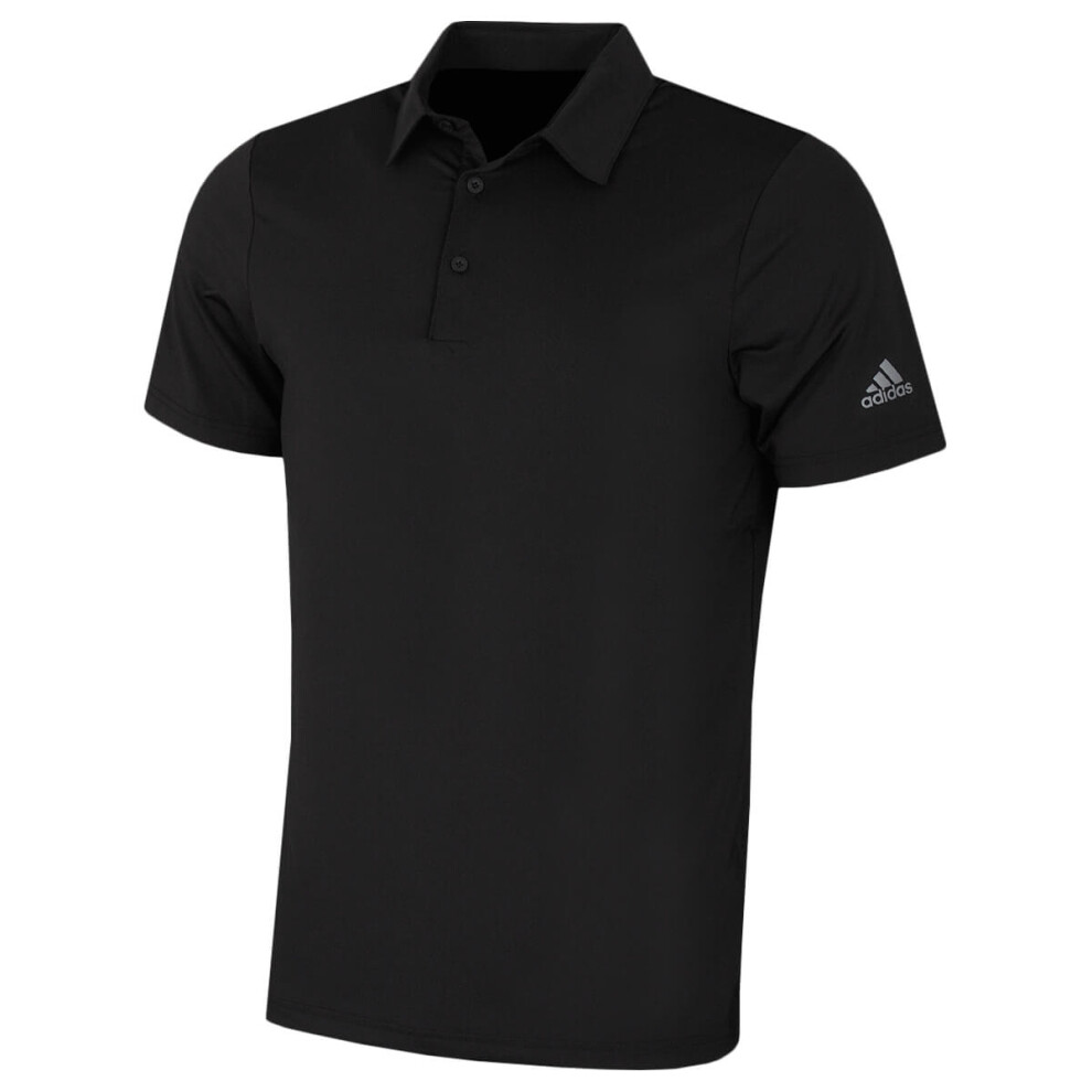 (S, Black) adidas Golf Mens 2021 Ultimate365 Solid Performance Stretch Polo Shirt