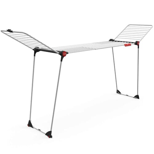 Vileda Vileda Infinity Flex Plus Extendable Clothes Airer, Indoor Clothes Drying Rack with upto 30m Drying Space, White/Black/Red 1