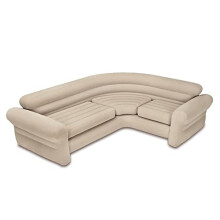 Intex Inflatable waterproof flocked top surface Corner Living Room Air Mattress, Sectional Sofa Couch for any rec room, 257 x 203 x 76 CM - Beige