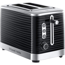 Russell Hobbs Inspire 2 Slice Toaster (Extra wide slots, High lift feature, 6 Browning levels, 1050W, Black textured high gloss) 24371