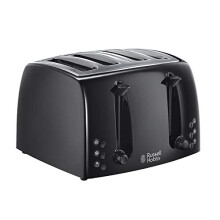 Russell Hobbs Textures 4 Slice Toaster (Extra Wide Slots, 6 Browning levels, Frozen, cancel 850W, Black matt & high gloss finish) 21651