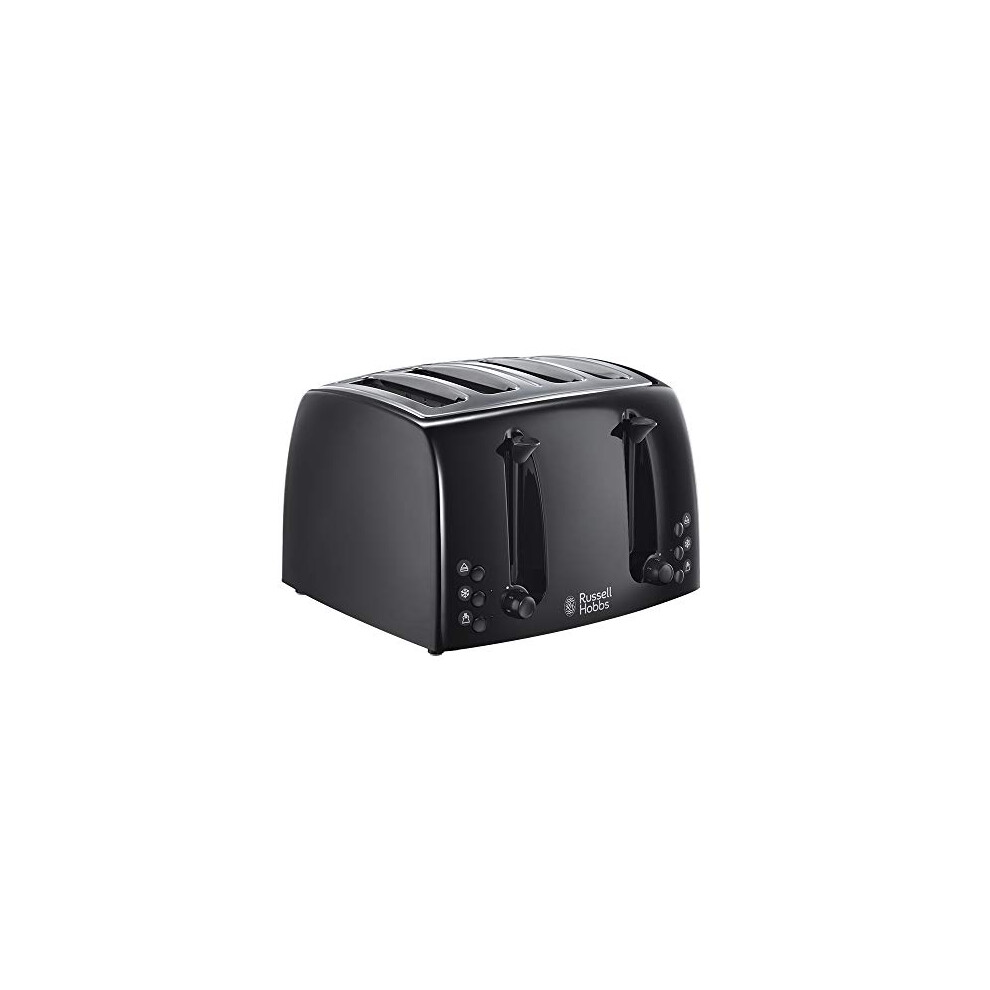 Russell Hobbs Textures 4 Slice Toaster (Extra Wide Slots, 6 Browning levels, Frozen, cancel 850W, Black matt & high gloss finish) 21651