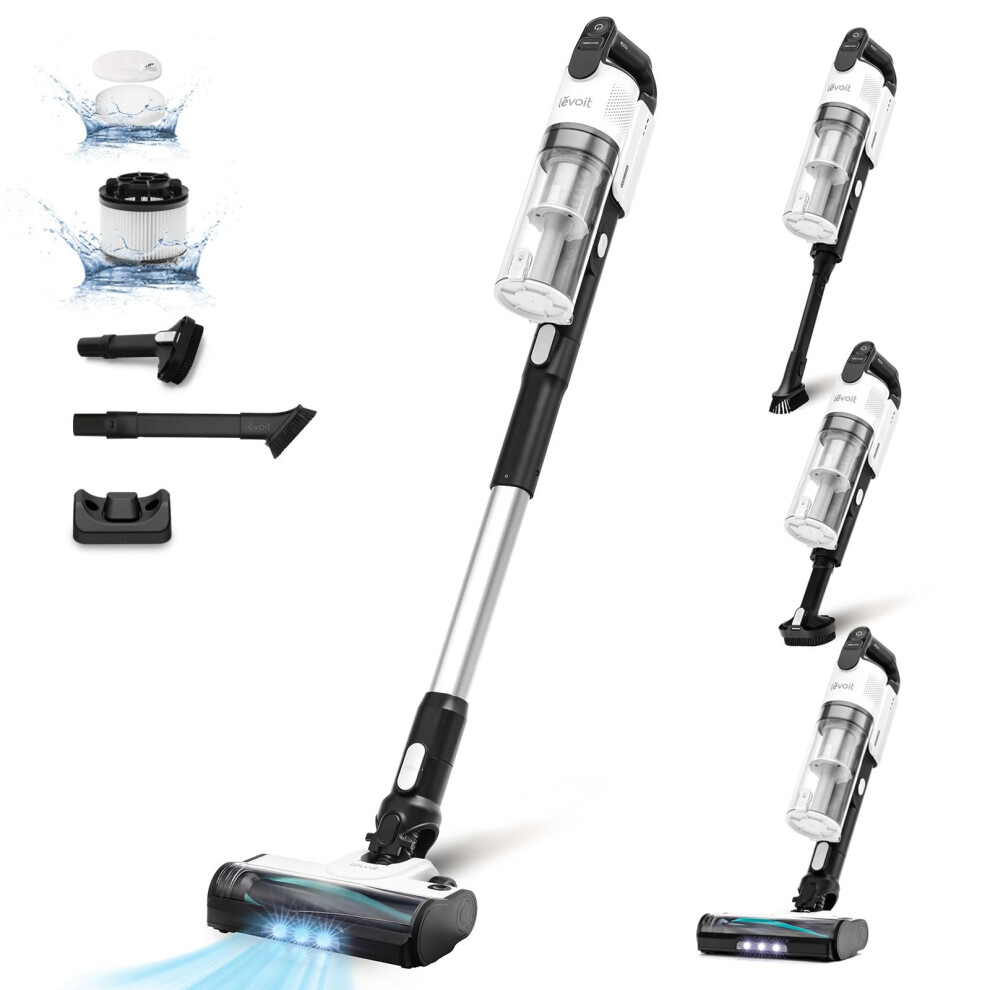 LEVOIT Cordless Vacuum Cleaner with Anti Hair Wrap, Pet Hair Nozzle, Up to 50 Mins, Easy-Clean Dust Cup, 4 in 1 Vacuum Cleaner with over 99.9%