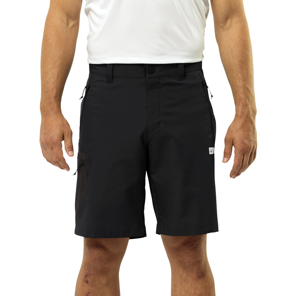 (XS, Black) Jack Wolfskin Mens Active Track Outdoor Walking Softshell Shorts - Black