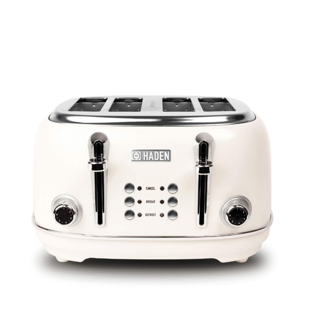 Haden Heritage Toaster 4 Slice - Variable Browning Control Toaster - Stainless Steel Housing - Reheat And Defrost Functions - 1370-1630W White