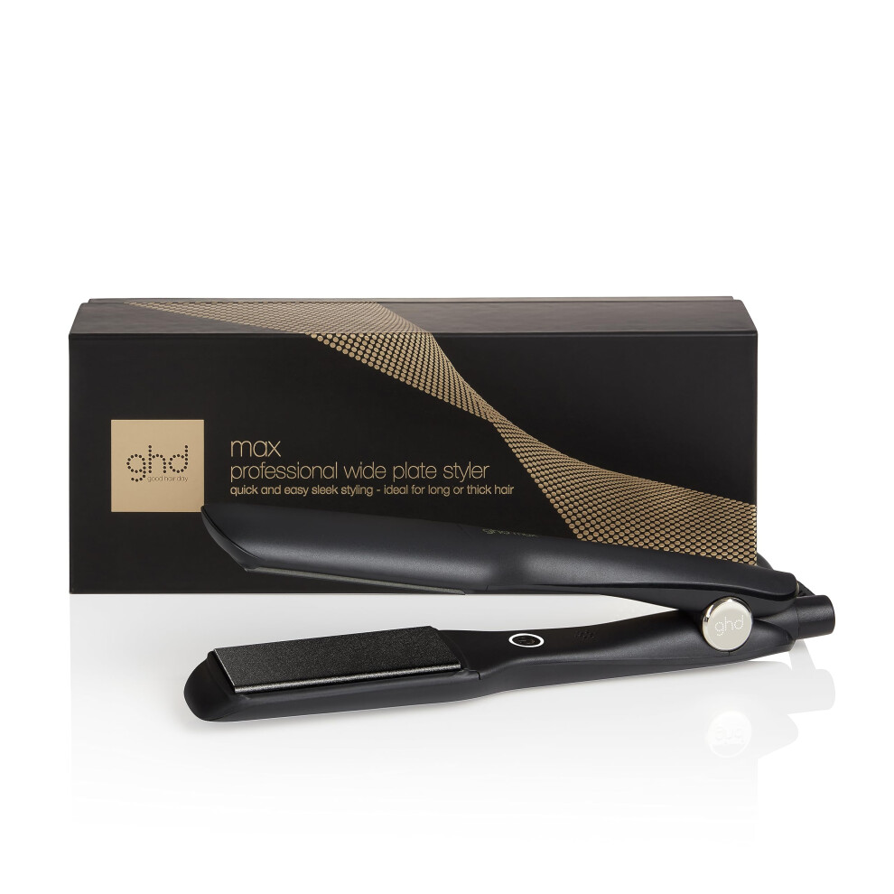 ghd Max Professional Hair Straightener, Wide 1.65" Styling Plates for Quick Easy Styling, Frizz Free, Smooth, Sleek Results (Black)