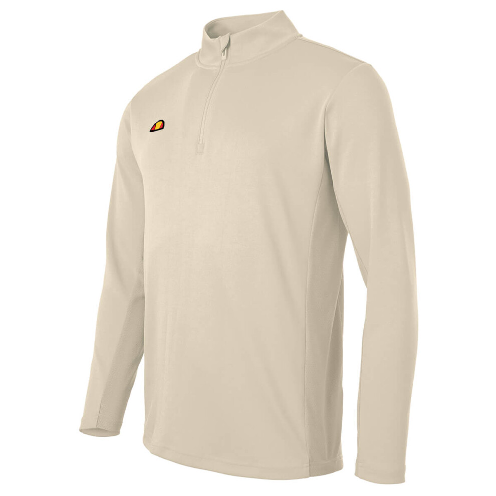 (L, Stone) Ellesse Mens 2023 Rolbi Anti-Odour Moisture Wicking 1/2 Zip Golf Sweater