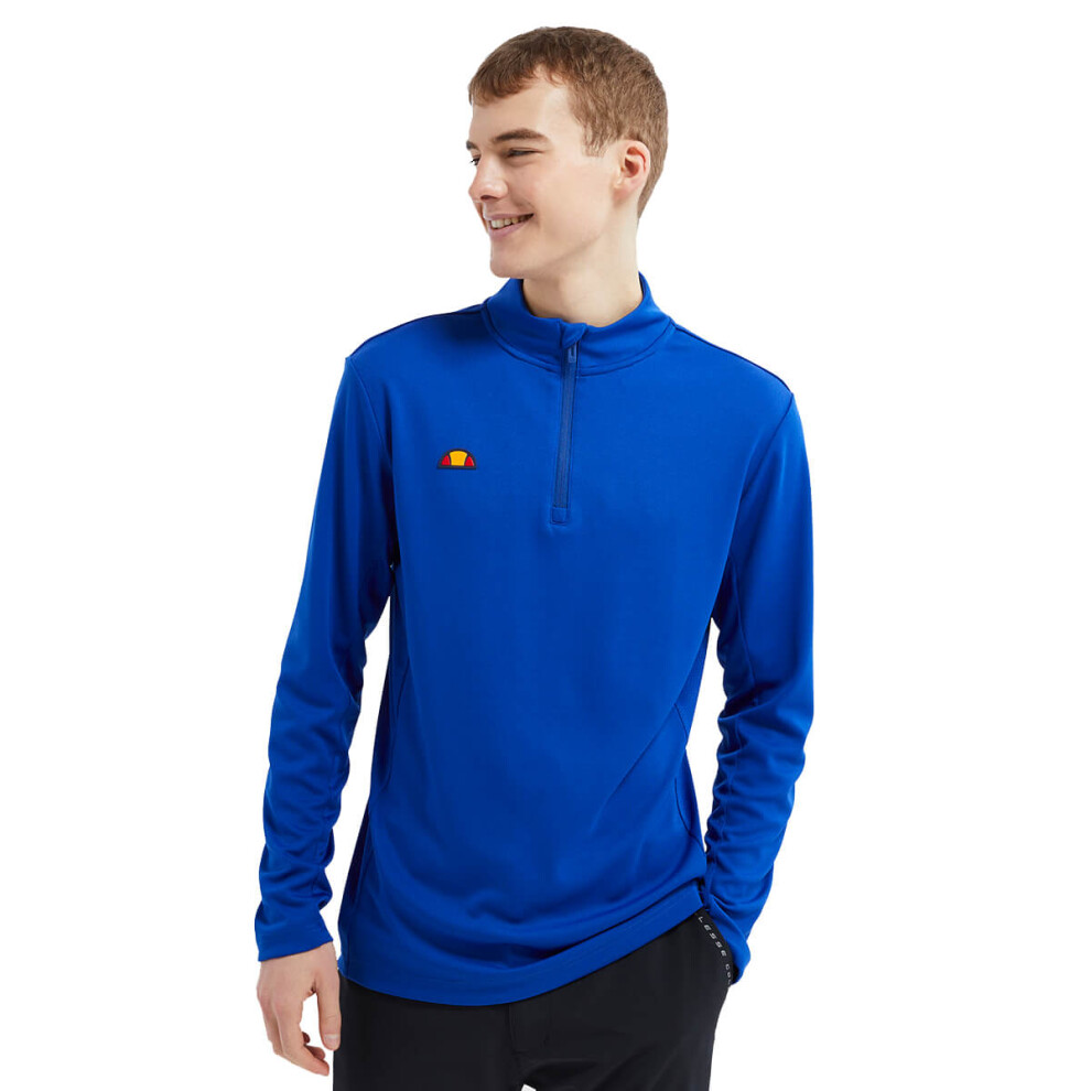 (L, Blue) Ellesse Mens 2023 Rolbi Anti-Odour Moisture Wicking 1/2 Zip Golf Sweater