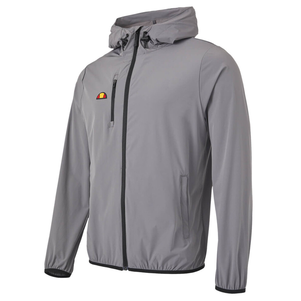 (L, Dark Grey) Ellesse Mens 2023 Losali Chest Pocket Adjustable Hood Full Zip Golf Jacket