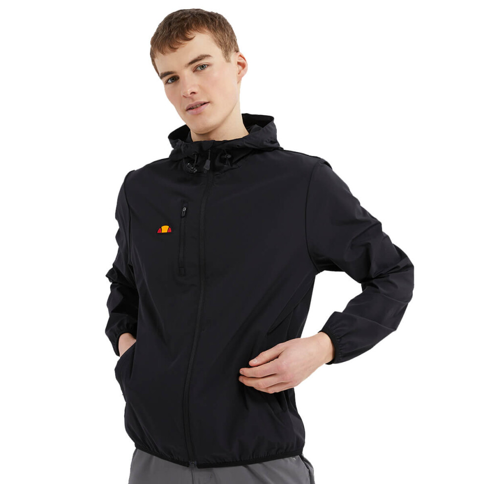 (L, Black) Ellesse Mens 2023 Losali Chest Pocket Adjustable Hood Full Zip Golf Jacket