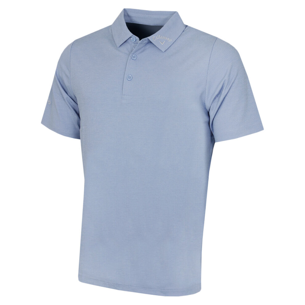 (XL, Chambray) Callaway Golf Mens Classic Jacquard Stretch Moisture Wicking Polo Shirt