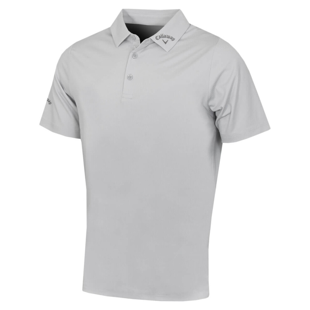 (XXXL, Gray Dawn) Callaway Golf Mens 2024 Classic Jacquard Stretch Moisture Wicking Polo Shirt