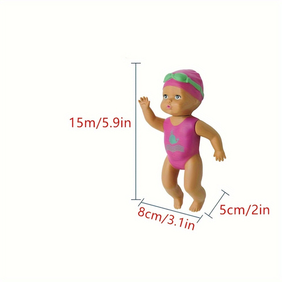 (pink) Clockwork Swimming Doll Bath Toy Toys Swimming Tub Toy Water Toy Gift