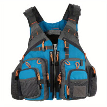 (Blue) Fishing Buoyancy Vest Fly Fishing Vest Multi-pocket Breathable Mesh, Strap Fishing Vest Adjustable