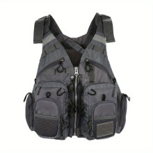 (Gray) Fishing Buoyancy Vest Fly Fishing Vest Multi-pocket Breathable Mesh, Strap Fishing Vest Adjustable