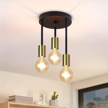(Black) 1pc Three-Light Ceiling Light, Semi Flush Mount Ceiling Light, For Hallways, Corridors, Balconies, Kitchens, Bulbs Not Included