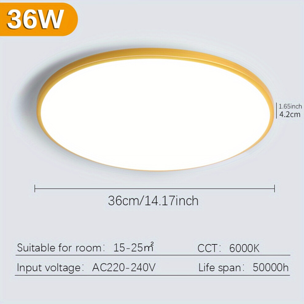 (36W Cold White, Yellow) 1pc LED Ceiling Light, Modern Round Ceiling Lamp, Waterproof Slim Multicolor Available For Bedroom Living Room Bathroom Balco