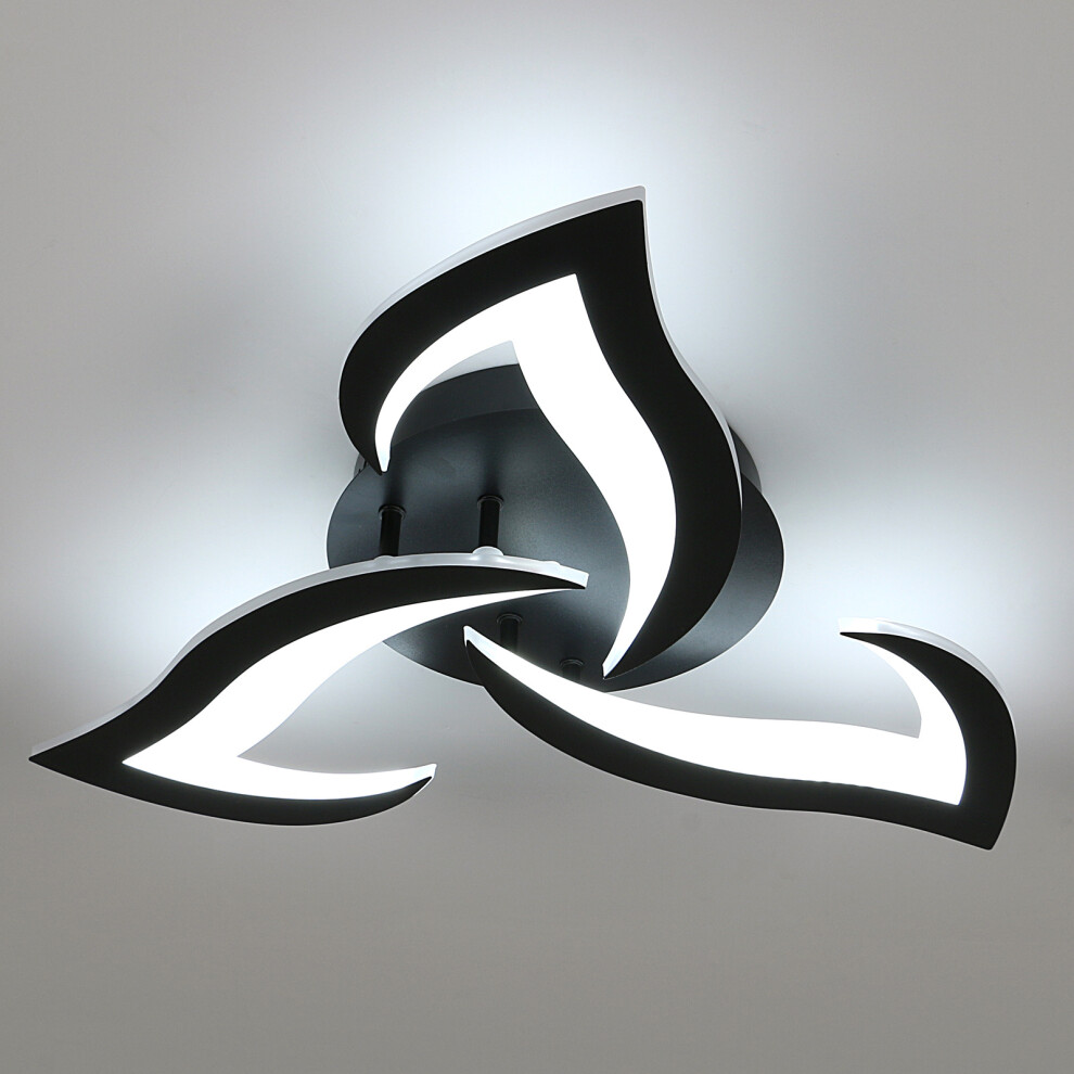 (Black) 1pc Modern LED Ceiling Light, Black LED Ceiling Light Fixture, Creative Petal Design Acrylic Ceiling Light-image-OPC-PDK7MR8-NEW